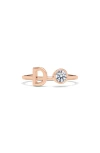 Hautecarat Letter Lab Created Diamond 18k Rose Gold Ring In 18k Rose Gold - D