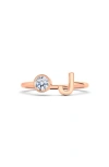Hautecarat Letter Lab Created Diamond 18k Rose Gold Ring In 18k Rose Gold - J