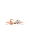 Hautecarat Letter Lab Created Diamond 18k Rose Gold Ring In 18k Rose Gold - S