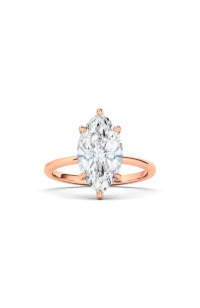 Hautecarat Marquise Cut Lab Created Diamond Ring In 2.00 Ctw 18k Rose Gold