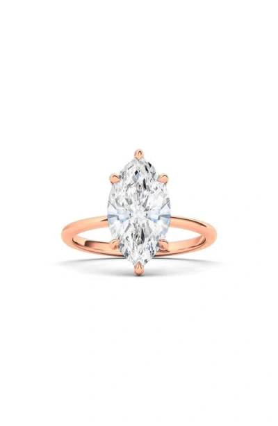 Hautecarat Marquise Cut Lab Created Diamond Ring In 2.50 Ctw 18k Rose Gold
