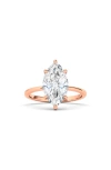 Hautecarat Marquise Cut Lab Created Diamond Ring In 3.00 Ctw 18k Rose Gold