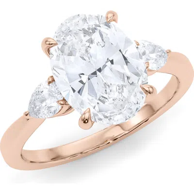 Hautecarat Oval & Pear Cut Lab Created Diamond Ring In 2.00ctw 18k Rose Gold