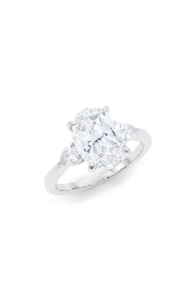 Hautecarat Oval & Pear Cut Lab Grown Diamond Ring In 3.00ctw 18k White Gold