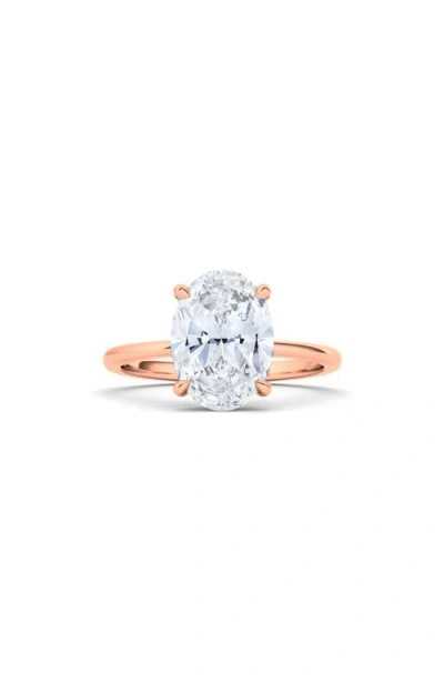 Hautecarat Oval Cut Lab Created Diamond Ring In 2.00 Ctw 18k Rose Gold