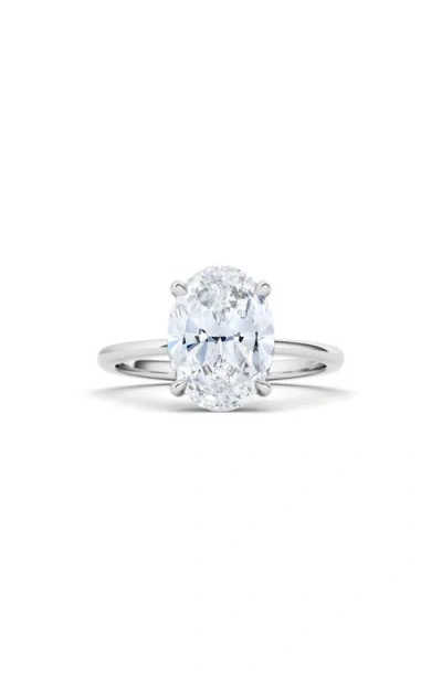 Hautecarat Oval Cut Lab Created Diamond Ring In 2.50 Ctw 18k White Gold