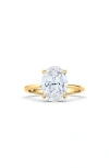 Hautecarat Oval Cut Lab Created Diamond Ring In 2.50 Ctw 18k Yellow Gold