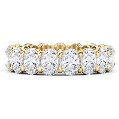 Hautecarat Oval Cut Lab Grown Diamond Eternity Band In Yellow Gold