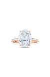 Hautecarat Oval Cut Pavé Lab Grown Diamond Ring In 2.00 Ctw 18k Rose Gold