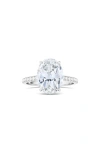 Hautecarat Oval Cut Pavé Lab Created Diamond Ring In 3.00 Ctw 18k White Gold