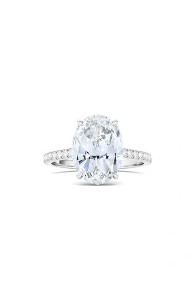 Hautecarat Oval Cut Pavé Lab Created Diamond Ring In 3.00 Ctw 18k White Gold