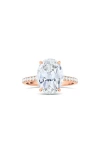 Hautecarat Oval Cut Pavé Lab Created Diamond Ring In 3.50 Ctw 18k Rose Gold