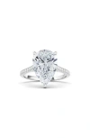 Hautecarat Pear Cut & Pavé Lab Created Diamond 18k Gold Ring In 18k White Gold