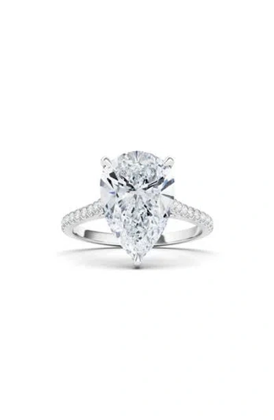 Hautecarat Everyday By  Pear Cut & Pavé Lab Created Diamond 18k Gold Ring In 18k White Gold
