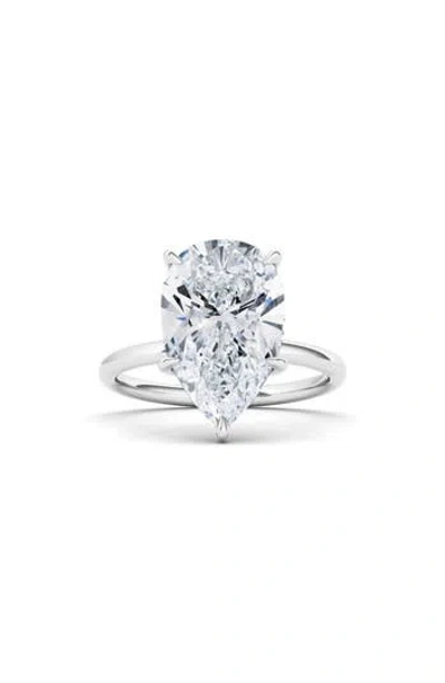 Hautecarat Pear Cut Lab Created Diamond 18k Gold Ring In 2.00 Ctw 18k White Gold