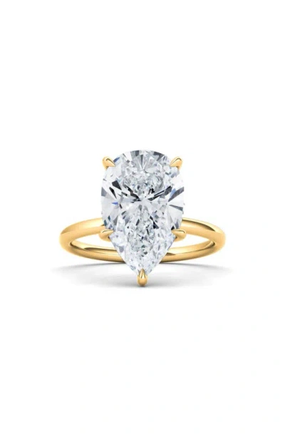 Hautecarat Pear Cut Lab Created Diamond 18k Gold Ring In 18k Yellow Gold