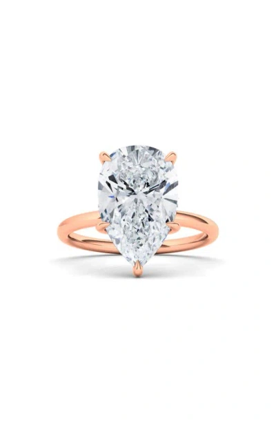 Hautecarat Pear Cut Lab Created Diamond Ring In Gold