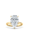 Hautecarat Pear Cut Lab Created Diamond Ring In 18k Yellow Gold