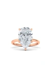 Hautecarat Pear Cut Lab Created Diamond 18k Gold Ring In 2.00 Ctw 18k Rose Gold