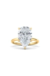 Hautecarat Pear Cut Lab Created Diamond Ring In 2.00 Ctw 18k Yellow Gold