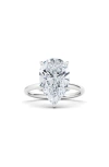 Hautecarat Pear Cut Lab Created Diamond Ring In 2.50 Ctw 18k White Gold