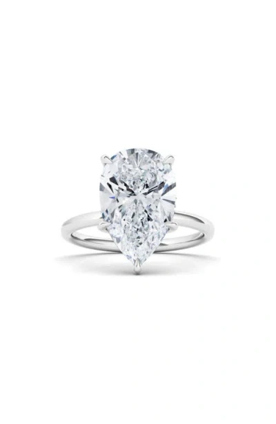 Hautecarat Pear Cut Lab Created Diamond Ring In Metallic