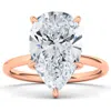 Hautecarat Pear Cut Lab Grown Diamond Ring In 2.00 Ctw 18k Rose Gold