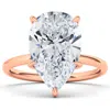 Hautecarat Pear Cut Lab Grown Diamond Ring In 2.50 Ctw 18k Rose Gold