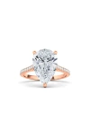 Hautecarat Everyday By  Pear Cut & Pavé Lab Created Diamond 18k Gold Ring In 2.00 Ctw 18k Rose Gold