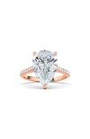 Hautecarat Pear Cut Pavé Lab Growndiamond Ring In 2.50 Ctw 18k Rose Gold