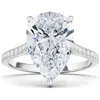 Hautecarat Pear Cut Pavé Lab Grown Diamond Ring In 2.50 Ctw 18k White Gold
