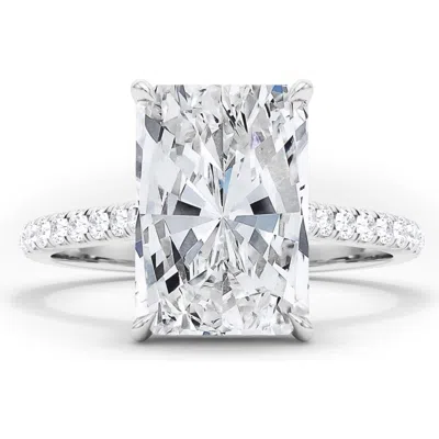 Hautecarat Radiant Cut & Pavé Lab Created Diamond 18k Gold Ring In White Gold