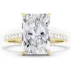 Hautecarat Radiant Cut & Pavé Lab Created Diamond 18k Gold Ring In Yellow Gold