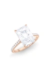 Hautecarat Radiant Cut & Pavé Lab Grown Diamond Ring In Rose Gold