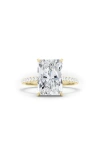 Hautecarat Radiant Cut & Pavé Lab Grown Diamond Ring In Yellow Gold