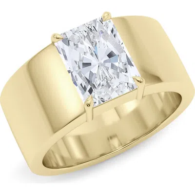 Hautecarat Radiant Cut Cigar Lab Created Diamond Ring In 2.50 Ctw 18k Yellow Gold