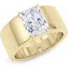 Hautecarat Radiant Cut Cigar Lab Created Diamond Ring In 4.00 Ctw 18k Yellow Gold