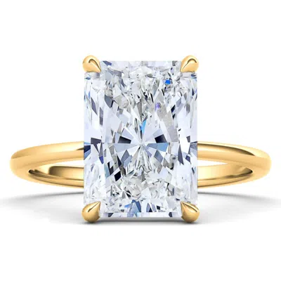Hautecarat Radiant Cut Lab Created Diamond 18k Gold Ring In 18k Yellow Gold
