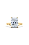 Hautecarat Radiant Cut Lab Created Diamond 18k Gold Ring In Yellow Gold