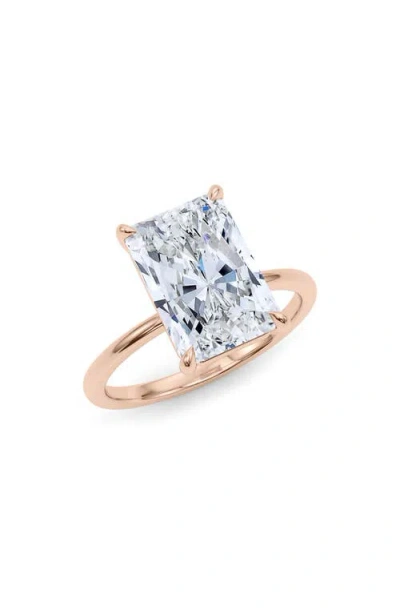 Hautecarat Radiant Cut Lab Created Diamond Ring In 2.00 Ctw 18k Rose Gold