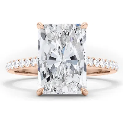 Hautecarat Radiant Cut Pavé Lab Created Diamond Ring In 2.00 Ctw 18k Rose Gold