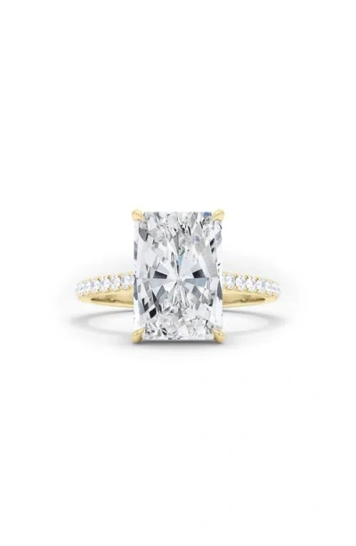 Hautecarat Radiant Cut Pavé Lab Created Diamond Ring In 2.50 Ctw 18k Yellow Gold