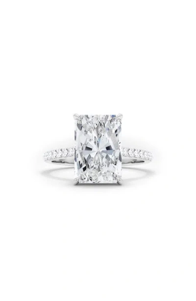 Hautecarat Radiant Cut Pavé Lab Created Diamond Ring In 3.00 Ctw 18k White Gold