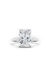 Hautecarat Radiant Cut Pavé Lab Created Diamond Ring In 3.50 Ctw 18k White Gold