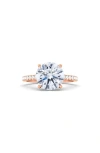 Hautecarat Round Brilliant Cut & Pavé Lab Grown Diamond Ring In 18k Rose Gold