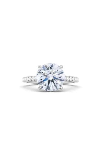 Hautecarat Round Brilliant Cut & Pavé Lab Grown Diamond Ring In 18k White Gold