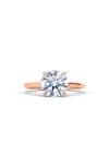 Hautecarat Round Brilliant Cut Lab Created Diamond Ring In 2.00 Ctw 18k Rose Gold