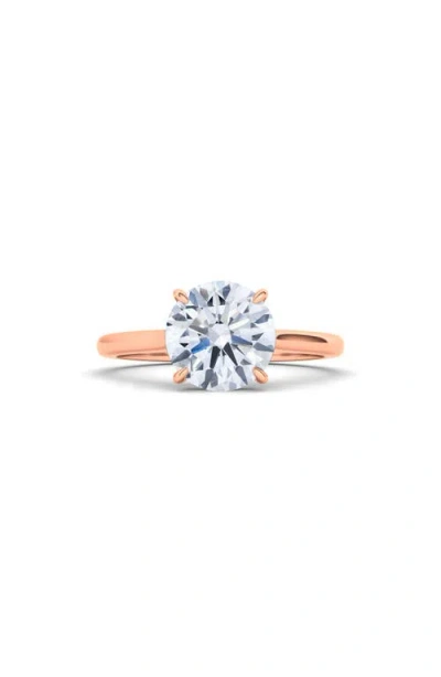 Hautecarat Round Brilliant Cut Lab Created Diamond Ring In 2.50 Ctw 18k Rose Gold