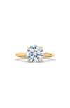 Hautecarat Round Brilliant Cut Lab Created Diamond Ring In 2.50 Ctw 18k Yellow Gold