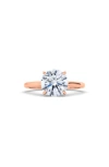 Hautecarat Round Brilliant Cut Lab Created Diamond Ring In 3.00 Ctw 18k Rose Gold